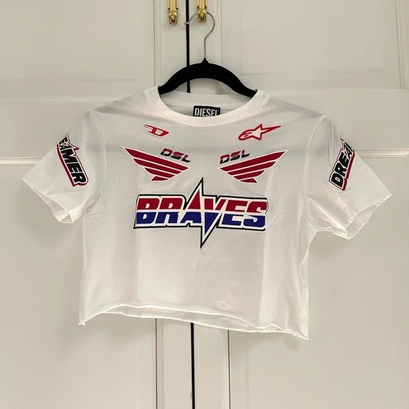 Diesel Cropped Tee with Graphics - Picture 3 of 13